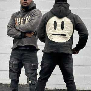 Sudaderas con capucha desgastadas lavadas personalizadas 100% algodón French Terry Blank Vintage Acid Wash streetwear hombres sudaderas con capucha y sudaderas - Product Image 5