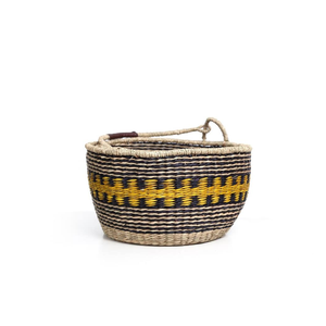 Wholesale Boho Decor Round Seagrass Bolga <b>Basket</b> African <b>Woven</b> Storage <b>Laundry</b> <b>Basket</b> with Handles for Kitchen or Home Use - Product Image 3