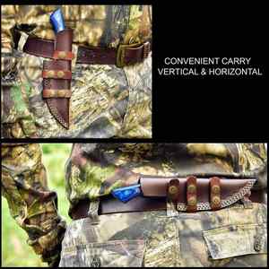 Cuchillo de caza de Damasco hecho a mano personalizado, cuchillo de camping con Funda de cuero - Product Image 5