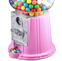 Distributeur de bonbons en verre et métal rose vintage Kwang Hsieh 15 pouces, machine de jeux à monnayeur, vente en gros, fourniture d'usine OEM