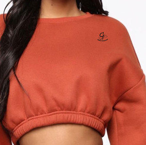 Nueva llegada de las mujeres Plain Crop Top sudaderas con personalizado Peking cuello redondo logotipo frontal para la venta de invierno - Product Image 1