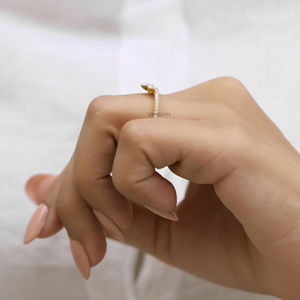 สายคาดเพชรโมอิสทรงกลมตัดกับเพชรของขวัญแต่งงานสำหรับผู้หญิง - Product Image 4