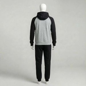 Ensemble survêtement jogging en coton gris vintage surdimensionné respirant avec logo personnalisé pour homme, streetwear - Product Image 5