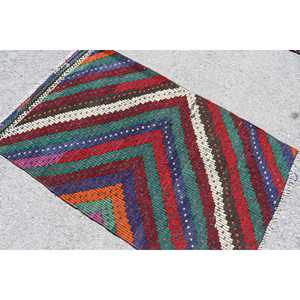 Tapis turc vintage, tapis d'appoint 3,1x5 pi (93x153 cm), tapis en laine rouge à imprimé animal - Product Image 4