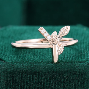 Bijoux de mode personnalisés bague fine en argent sterling 925 "Y" lettre bague moissanite bijoux en diamant bague de mariage pour les femmes - Product Image 6