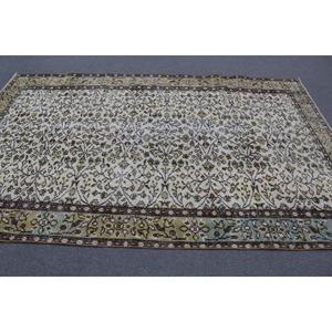 Tapis turc 5,7x9 pieds, grand tapis vintage, tapis persan brun-vert - Product Image 3