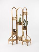 Support à plantes en bambou à plusieurs niveaux - Étagère de présentation en rotin tressé naturel, cadre arqué sur mesure pour la décoration intérieure