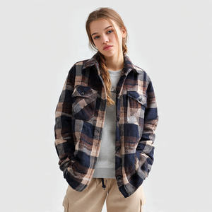 <b>Oversized</b> <b>Flannel</b> Jacket Women 100% Cotton Plaid <b>Flannel</b> <b>Shirt</b> Ladies Drop Shoulder <b>Flannel</b> Plaid Jacket Women's - Product Image 1