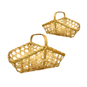 ตะกร้าของขวัญทำจากไม้ไผ่ที่มีเอกลักษณ์ยั่งยืนและเหมาะสำหรับการห่อของขวัญการจัดระเบียบหรือการตกแต่งงานกิจกรรมตะกร้าเก็บของ - Product Image 1