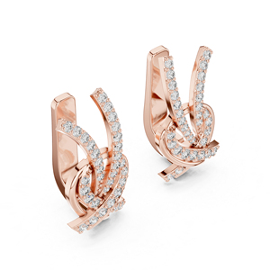 Boucles d'oreilles en or rose 14 carats avec diamants ronds pour femmes |   Bijoux de fiançailles, luxe, certifié, cadeau de mariage, anniversaire de mariage - Product Image 6
