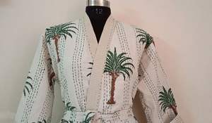 Chaqueta de Kantha india para mujer, chaqueta acolchada hecha a mano, larga, bata, invierno, novedad - Product Image 6