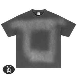 เสื้อยืดซักกรดแบบย้อนยุคสำหรับผู้ชายเสื้อยืดผ้าน้ำหนักมาก285GSM พิมพ์ลายพัฟ - Product Image 3