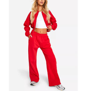 Custom made <b>Women</b> Zipper Tracksuits Workout <b>Joggers</b> Sets <b>Women</b> Two Piece Cotton <b>Fleece</b> Tracksuit Sets - Product Image 1