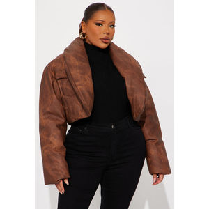 Veste en daim matelassée pour femme, taille haute, tendance 2026, coupe courte, découpes, haut court, manteau matelassé, manteau en duvet pour femme - Product Image 4