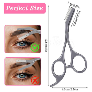 Tijeras de corte de pestañas de acero inoxidable con peine para corte de pestañas de calidad de salón - Product Image 2