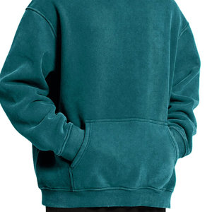 Básicos Mezcla de algodón Los mejores productos Cómodo Color sólido teñido liso Fácil de usar Sudadera con capucha de lavado ácido de alta calidad para hombres - Product Image 3