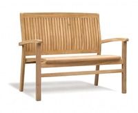 Banco Apilable de Jardín Minimalista de Teca Personalizado para Uso en Exteriores, Hotel, Apartamento, Patio, Restaurante, Resistente al Agua, 2 Plazas, Duradero
