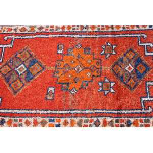 Turkish Herki <b>Runner</b> Rug 3x10.9 ft (90x332 cm), Vintage <b>Red</b> Ombr Rug - Product Image 4