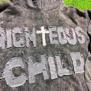 <b>Y2k</b> Winter Heavyweight 100% Cotton Fleece <b>Zip</b>-<b>Up</b> <b>Hoodies</b> Distress Embroidery Oversized Fit Customizable Design Zipper <b>Hoodies</b> - Product Image 4