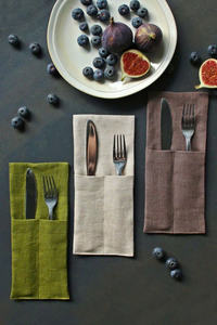 Linen cutlery pouch Portable Cotton Linen <b>Storage</b> <b>Bag</b> for Simple Knife Fork Flatware Sets for Outdoor Restaurant Home - Product Image 3
