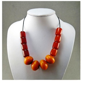 Collier en perles de corne de buffle d'eau, artisanal africain marocain, multicolore, écologique, style ange bouddhiste - Product Image 1