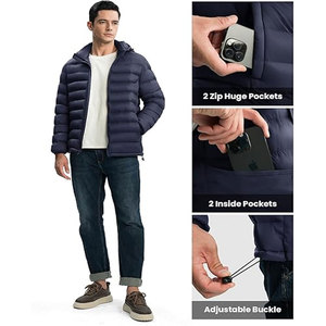 Venta al por mayor de invierno cálido a prueba de viento Vintage Denim de lujo de los hombres brillante chaqueta Puffer al aire libre - Product Image 3