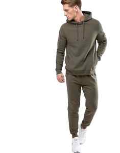 Fabricant logo personnalisé printemps automne hommes Gym tenues survêtement décontracté ample couleur unie pantalons longs sport costume veste deux pièces ensemble - Product Image 2