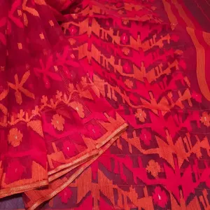 Exclusivo Deshi RED Dhakai Jamdani Sharee exportable para mujer JAMDANI FABRIC Blue GREEN Golden Sky Blue de Bangladesh - Product Image 1