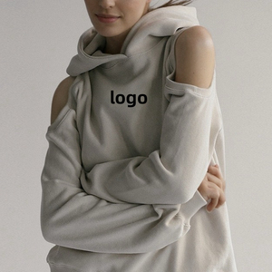 Nuevo Conjunto de Sudadera con Capucha Informal de 2 Piezas para Mujer de Invierno y Pantalones Cortos Lisos, Sudadera con Capucha de Tela de Punto Estampada Personalizada, Teñido Liso - Product Image 5