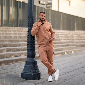 Ensemble de survêtement unisexe 2 pièces respirant en polaire à capuche pour homme, manches longues, sport, hiver, couleur unie, tenue décontractée, collection 2025 - Product Image 1