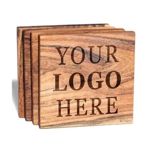 Square Shape Customised Logo Printed <b>Coasters</b> Cup Holders Mats Pads Wooden Modern OEM Sublimation Absorbent TQC Brand Stocked - Product Image 1