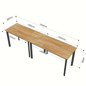 245x60cm Rubber Wood Minimalist <b>Office</b> Furniture Set of 2 Interconnected Trapezoidal <b>Tables</b> HBLG030 - Product Image 4