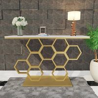 Table console moderne en or de luxe |   Meubles personnalisés pour hall d'hôtel et villa |   Table d'entrée en marbre blanc pour salon, vente en gros