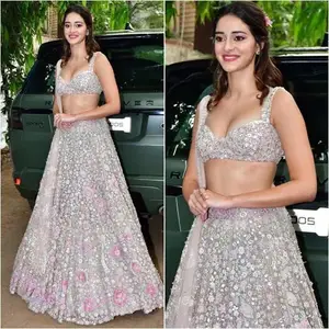 Readymade Indiase Ontwerper Lehenga Choli Met Dupatta, Zacht Net Met Geborduurde Lovertjes Werk Bruiloft, Feestkleding Bollywood Outfit