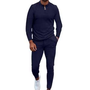 Vêtements de sport pour hommes Printemps et automne Costume deux pièces Sweat-shirt à capuche zippé et pantalon de survêtement Active Bottoms - Product Image 3