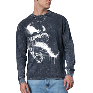 T-shirts rétro à manches longues, lavés à la pierre, impression sérigraphique personnalisée, t-shirts vintage délavés à l'acide, t-shirts surdimensionnés pour hommes, unisexe, OEM - Product Image 1