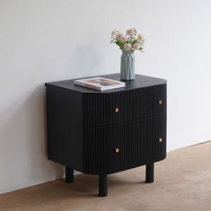 Mesita de noche de madera de estilo natural moderno con dos cajones Muebles de dormitorio de color natural para hoteles y uso doméstico - Product Image 1