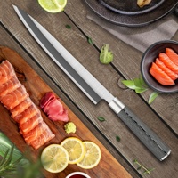 Couteau à sashimi japonais de haute qualité en acier au carbone, 9 pouces, manche gris G10, pour sushi au thon, pour restaurant