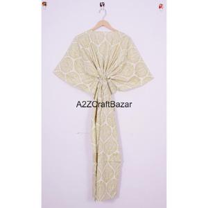 Robe vintage en coton à motifs floraux faite à la main pour femmes |   Robe d'été courte |   Vêtements décontractés écologiques faits à la main avec impression au bloc - Product Image 5
