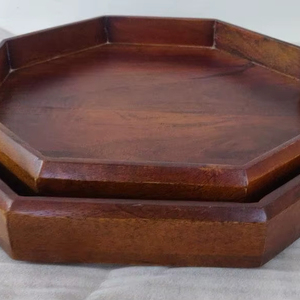 Bandeja de Servir de Madera Hecha a Mano de Primera Calidad, 100% Natural, con Elegante Diseño Octagonal para Comer y Regalar, Usos en la Cocina - Product Image 1
