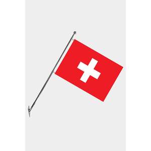 Para Suiza: Juego de Asta de Bandera Telescópica de Aluminio y Poliéster con Impresión Digital de 3x5 pies, Montado en Pared, para Agencias de Seguros y de Viajes - Product Image 1