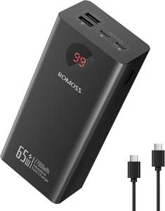 ROMOSS 27000mAh PD 65W 파워뱅크 2C2A 출력 포트 노트북/태블릿/휴대폰용 고속 충전 보장 - Product Image 1
