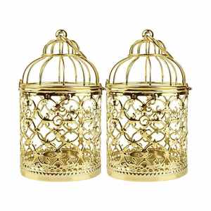 Gold Metal <b>Lantern</b> <b>Candle</b> Holder Decorative Cutwork Cage Hanging Design Home Garden Wedding Table Festival Accent Piece Use - Product Image 6