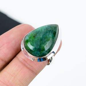 Bisel con forma de pera Esmeralda Natural personalizado, piedra preciosa pura Plata de Ley 925, anillos de piedra natal verde, joyería fina de Navidad - Product Image 3