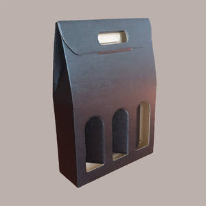 Black Silk Graphic Cardboard Box Set 10 Pcs. for 3 Bottles 750 ml Oil Wine E Flute Slotted Boxes 270x90H385 mm Embossing <b>Foil</b> - Product Image 2