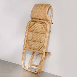 Chaise longue de plage en rotin naturel avec appui-tête, assise basse en cannage, prix le plus bas - Product Image 6