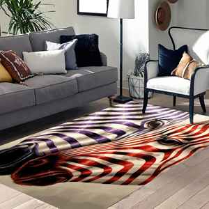 Alfombra con Estampado de Cebra, Colección de Alfombras con Estampado de Cebra, Alfombra Roja, Estampado Animal, Alfombra de Terciopelo - Product Image 3