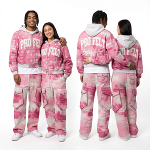 ชุดเซ็ตสองชิ้นสีเทาเรียบสไตล์สตรีทแวร์ พร้อมกระเป๋าอเนกประสงค์ ออกแบบลายกราฟิกตามสั่ง ขายส่ง OEM ชุดวอร์มแฟชั่น - Product Image 5