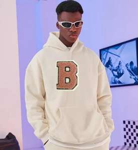 Hilo de plumas Unisex 3D para Sudadera con capucha de gran tamaño con bordado pesado 100% algodón ropa de calle de invierno para hombres con - Product Image 4