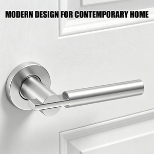 Ensemble de poignées à levier Tianyi en nickel satiné à prise lisse, avec écusson à ressort, pour décoration architecturale intérieure résidentielle - Product Image 2